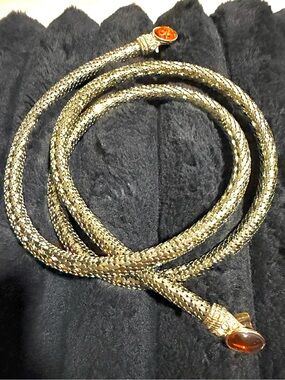 Vintage Rare Whiting and Davis Belt AMBER and 
Rhinestones Gold Tone